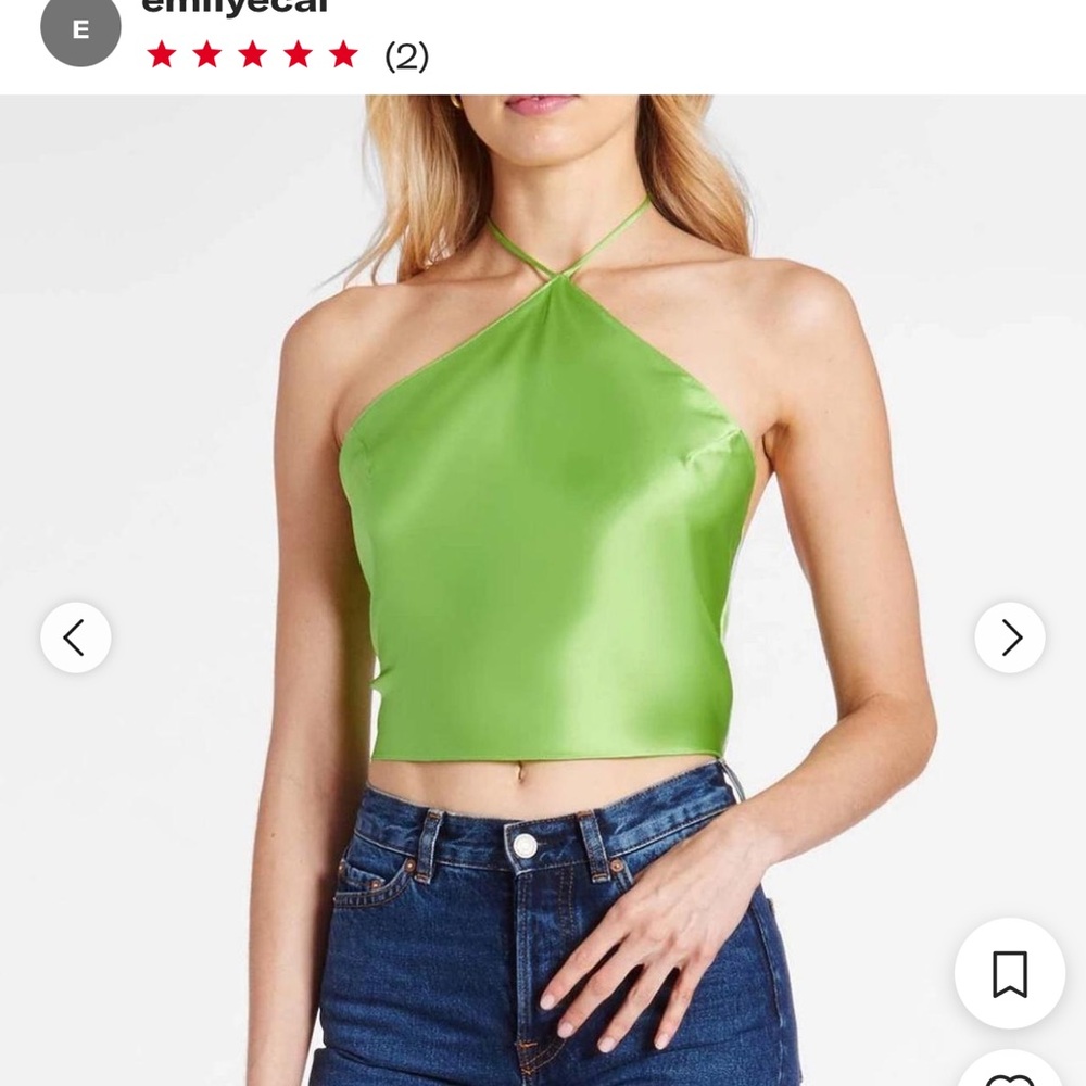 Amanda Uprichard Cropped Tie Back and Neck Top Lime Green Never Worn SZ XS